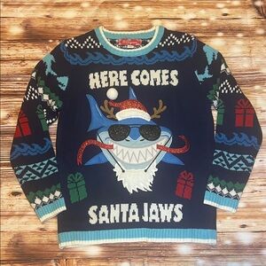 'Here Comes Santa Jaws' kids Sweater 32 Degrees Blue